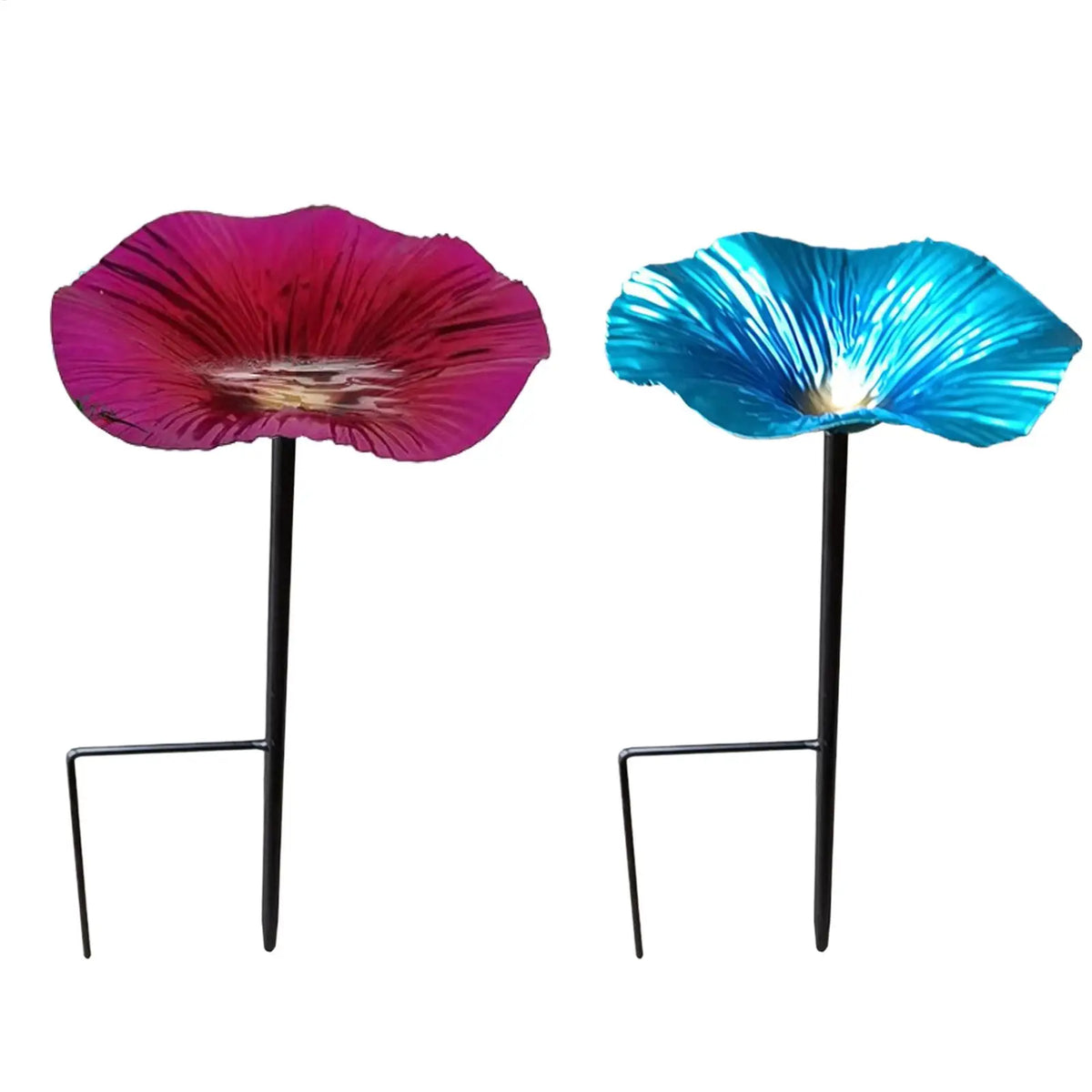 Outdoor Bird Bath Bowl with Garden Stake | Floral Yard Decor Garden Bird Bath PLUSH