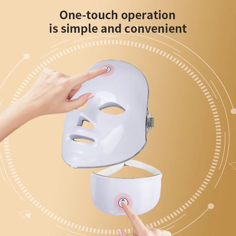 7-Color LED Light Therapy Face & Neck Mask | Skin Rejuvenation LED Skin Care Mask PLUSH
