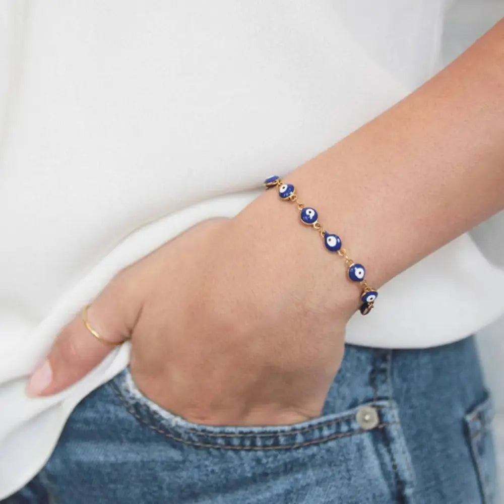 Turkish Evil Eye Charm Bracelet – Lucky Bead Friendship Bracelet Charm Bracelet PLUSH