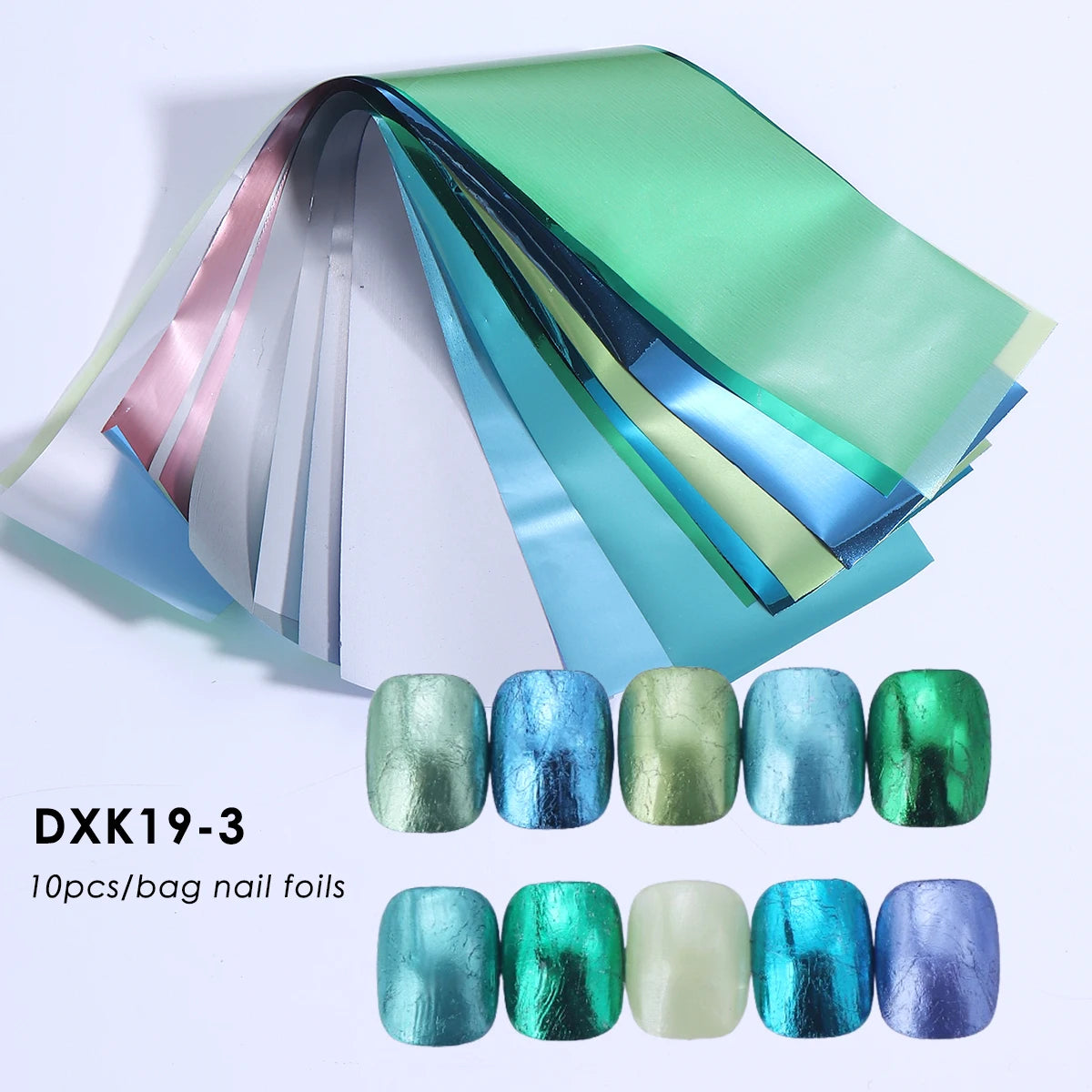 Matte Metallic Nail Foil Wraps 10-Pack – Gold Silver Starry Sky Nail Foil Wraps PLUSH DXK19-03