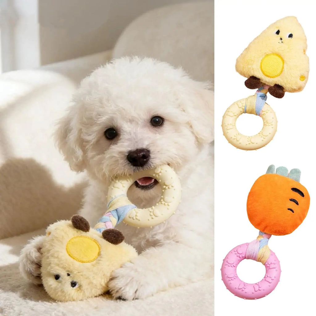 Squeaky Plush Dog Toy – Cheese Chew & Teething Toy Squeaky Dog Toy PLUSH