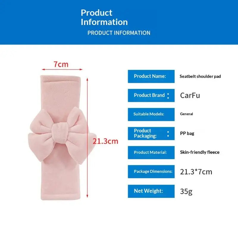 Bowknot Car Seat Belt Cover – Ice Silk Shoulder Pad for Women Seat Belt Cover PLUSH