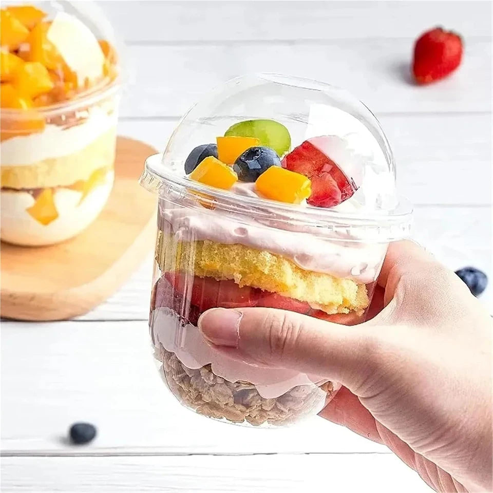 50pcs Disposable Plastic Dessert Cups with Lids – 8/12/16 oz Disposable Dessert Cups PLUSH