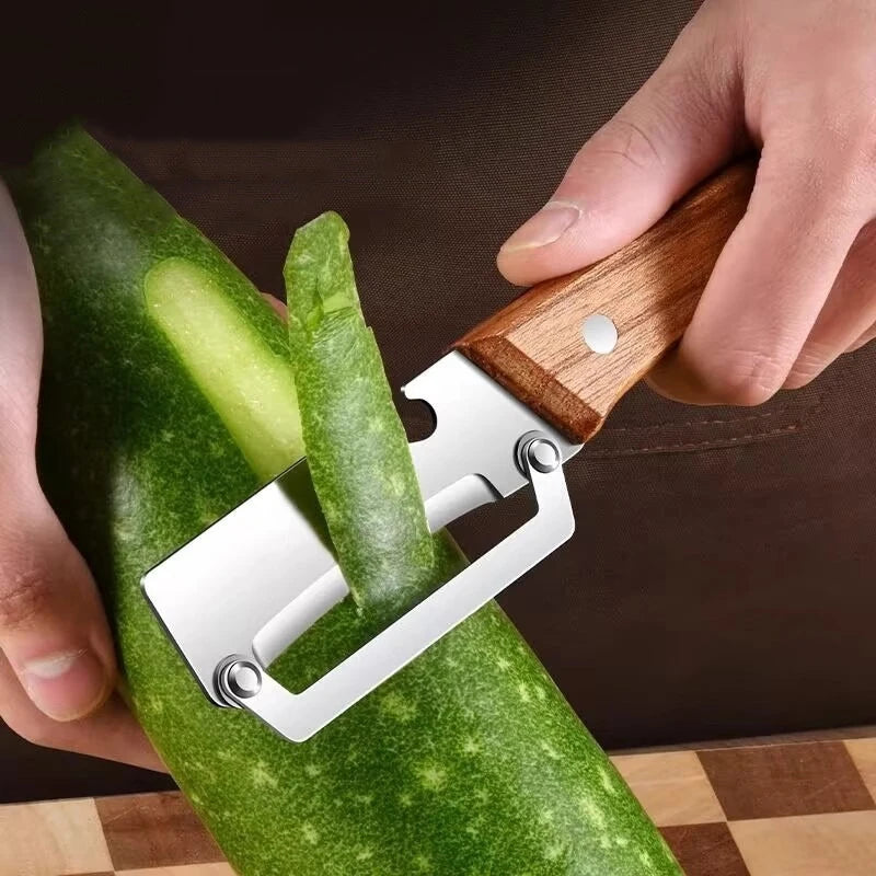 Stainless Steel Peeler & Slicer with Wooden Handle | Kitchen Tool Vegetable Peeler PLUSH