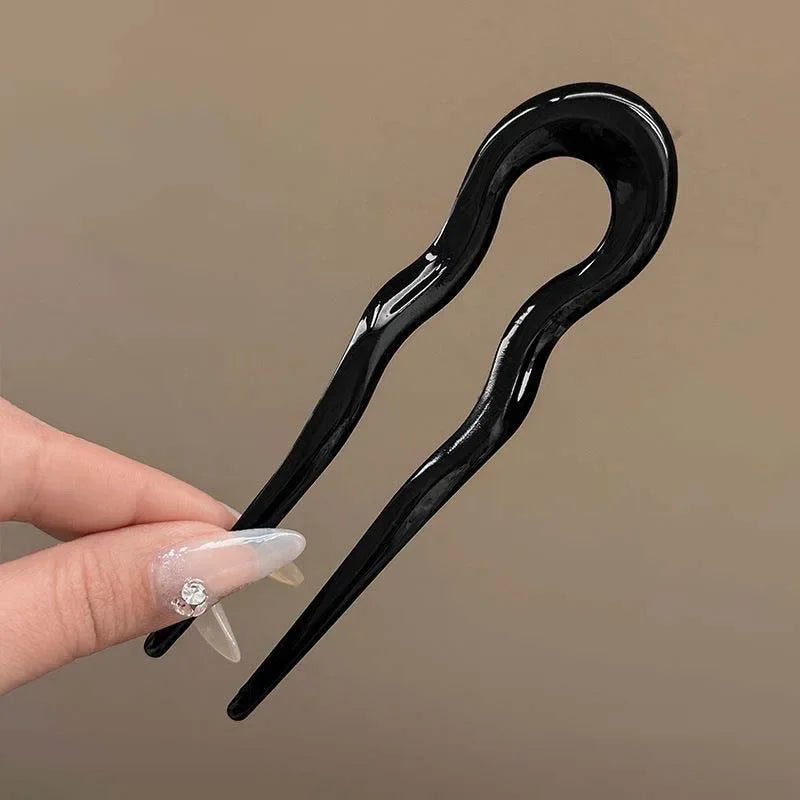 U-Shaped Tortoiseshell Acetate Hair Fork | Geometric Hair Stick Hair Fork PLUSH 03