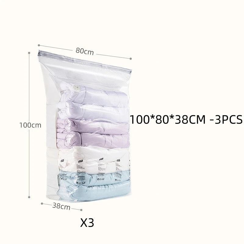TAILI No-Pump Vacuum Storage Bags for Clothes & Blankets 3-5pc Vacuum Storage Bags PLUSH Cubic XL 3 PCS