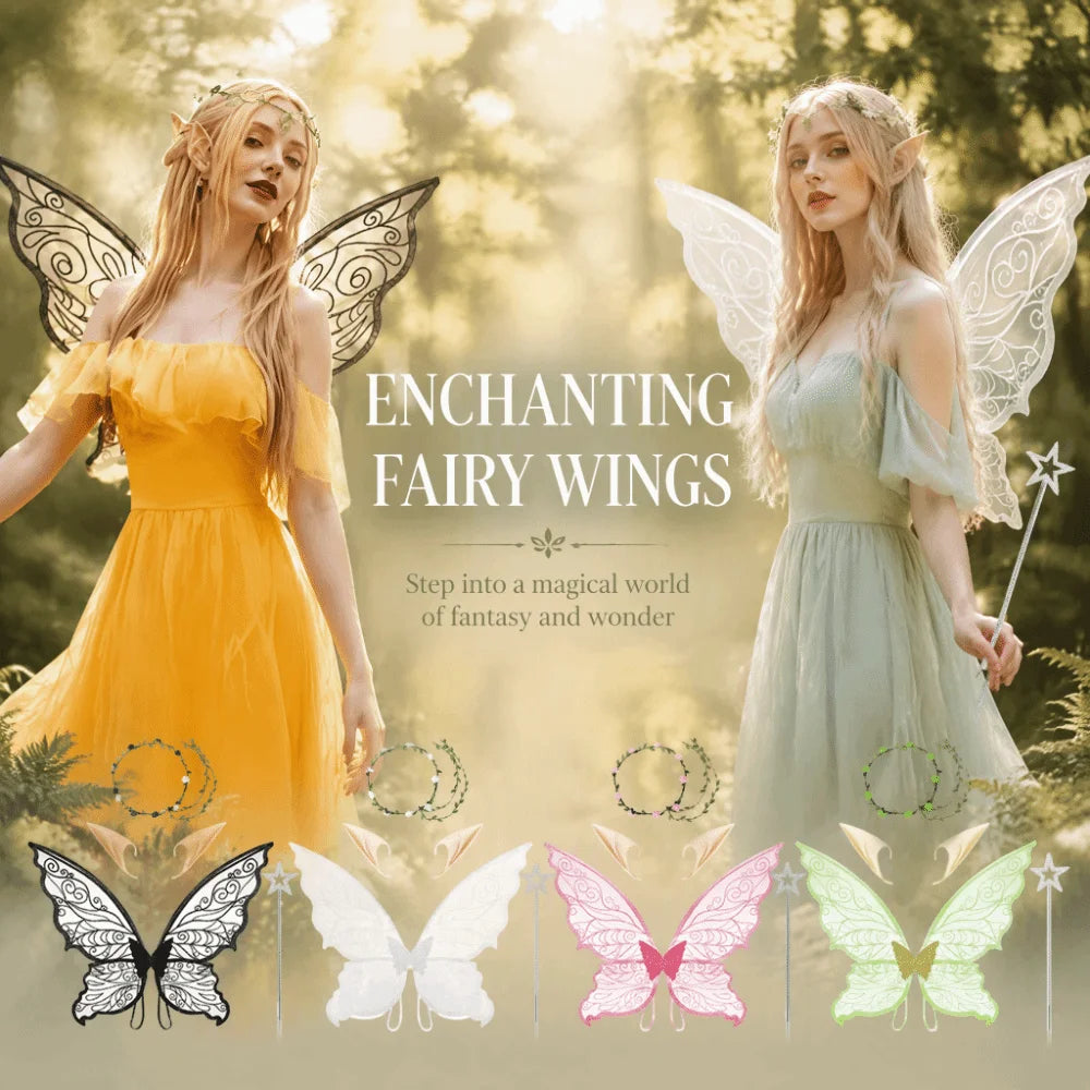 Fairy Butterfly Wings Costume Set – Sparkle Dress Up Fairy Costume Set PLUSH