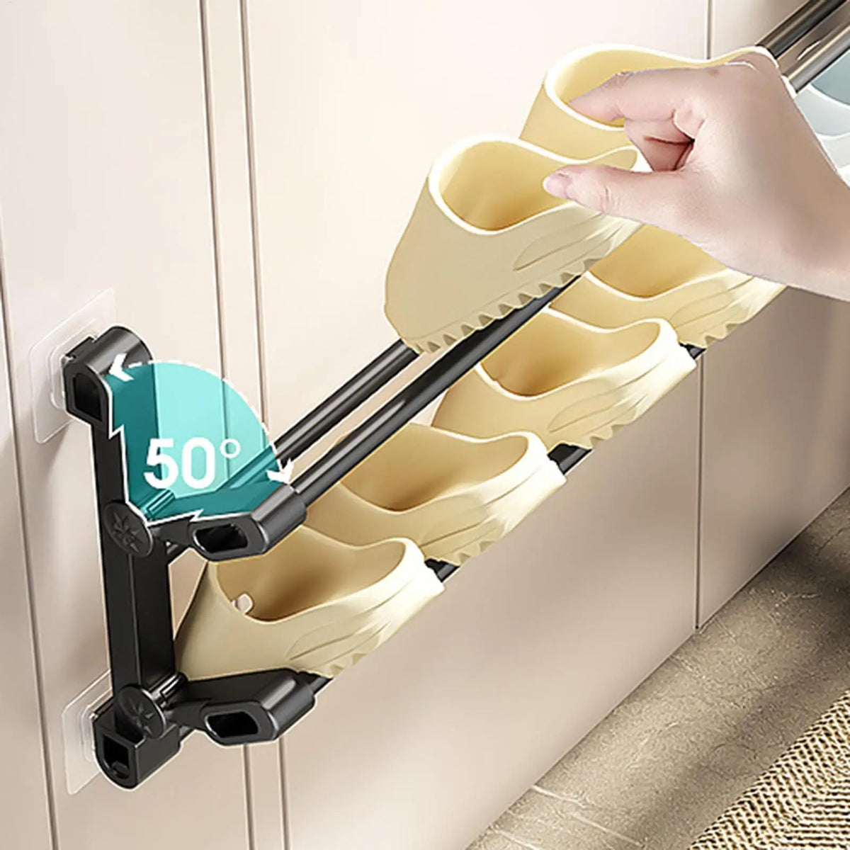 Wall Mounted Shoe Rack – No-Drill Slipper Holder & Shelf Wall Shoe Rack PLUSH