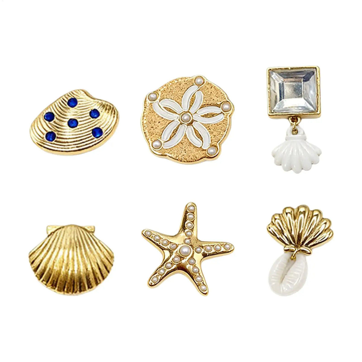 6pcs Starfish Seashell Shoe Charms – DIY Sandal Decorations Shoe Charms PLUSH