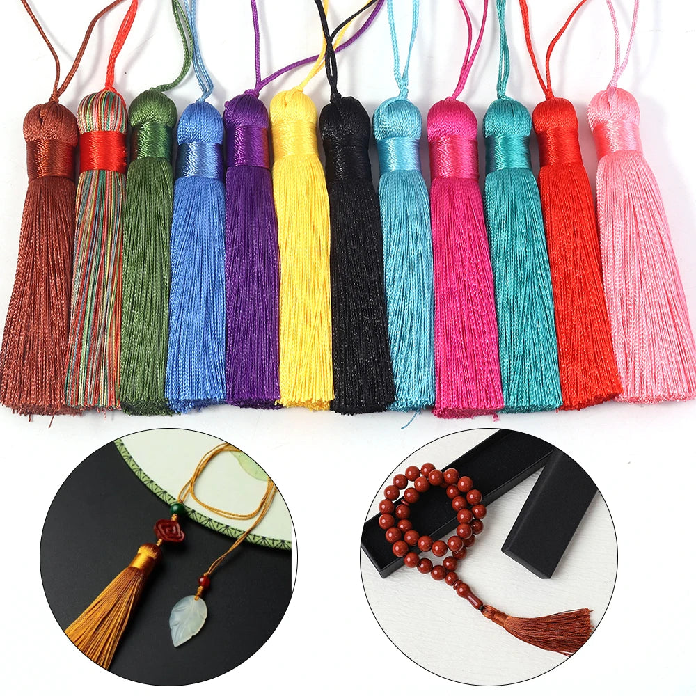 6pcs Colorful Silky Tassel Pendants – DIY Jewelry & Home Decor Tassel Fringe Pendant PLUSH