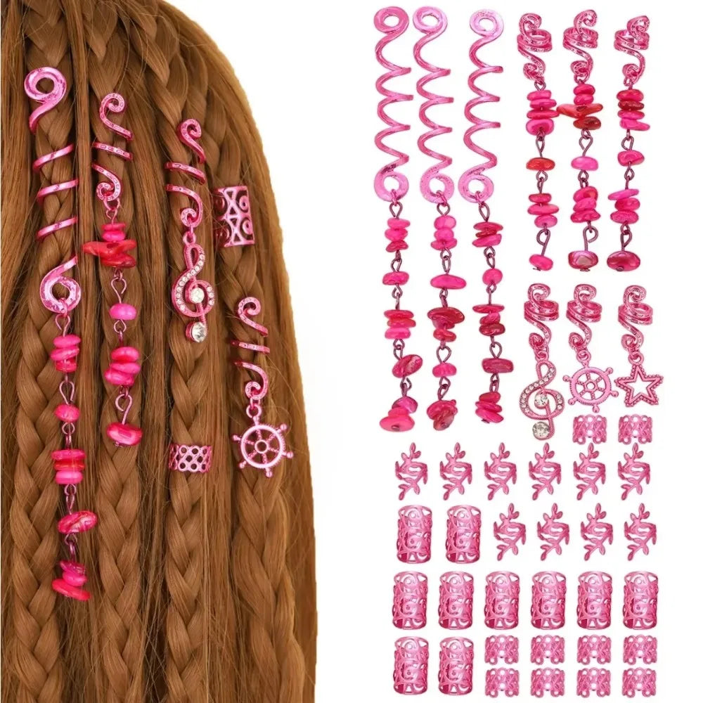 10pcs Rose Viking Spiral 3D Dreadlock Beads Hair Cuffs & Rings Dreadlock Hair Cuffs PLUSH