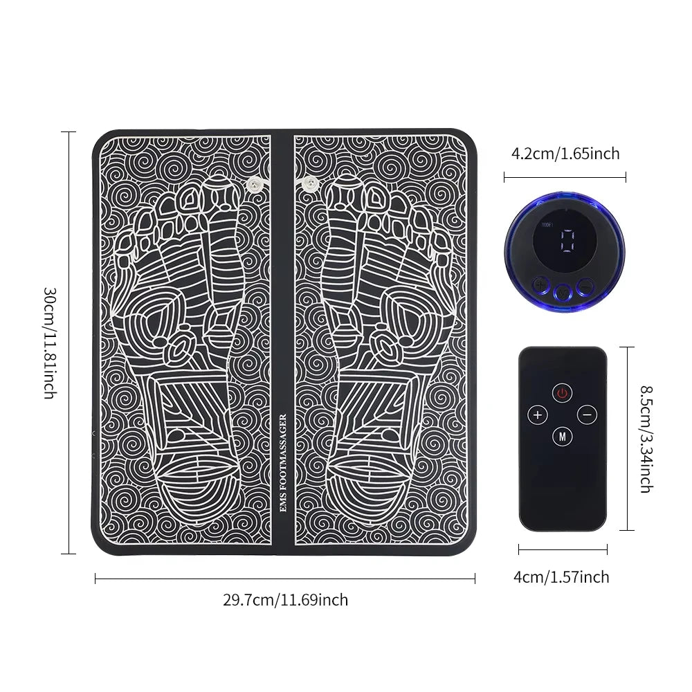 CAMMUO EMS Foot Massage Pad – 8 Modes, Portable & Foldable EMS Foot Massager PLUSH
