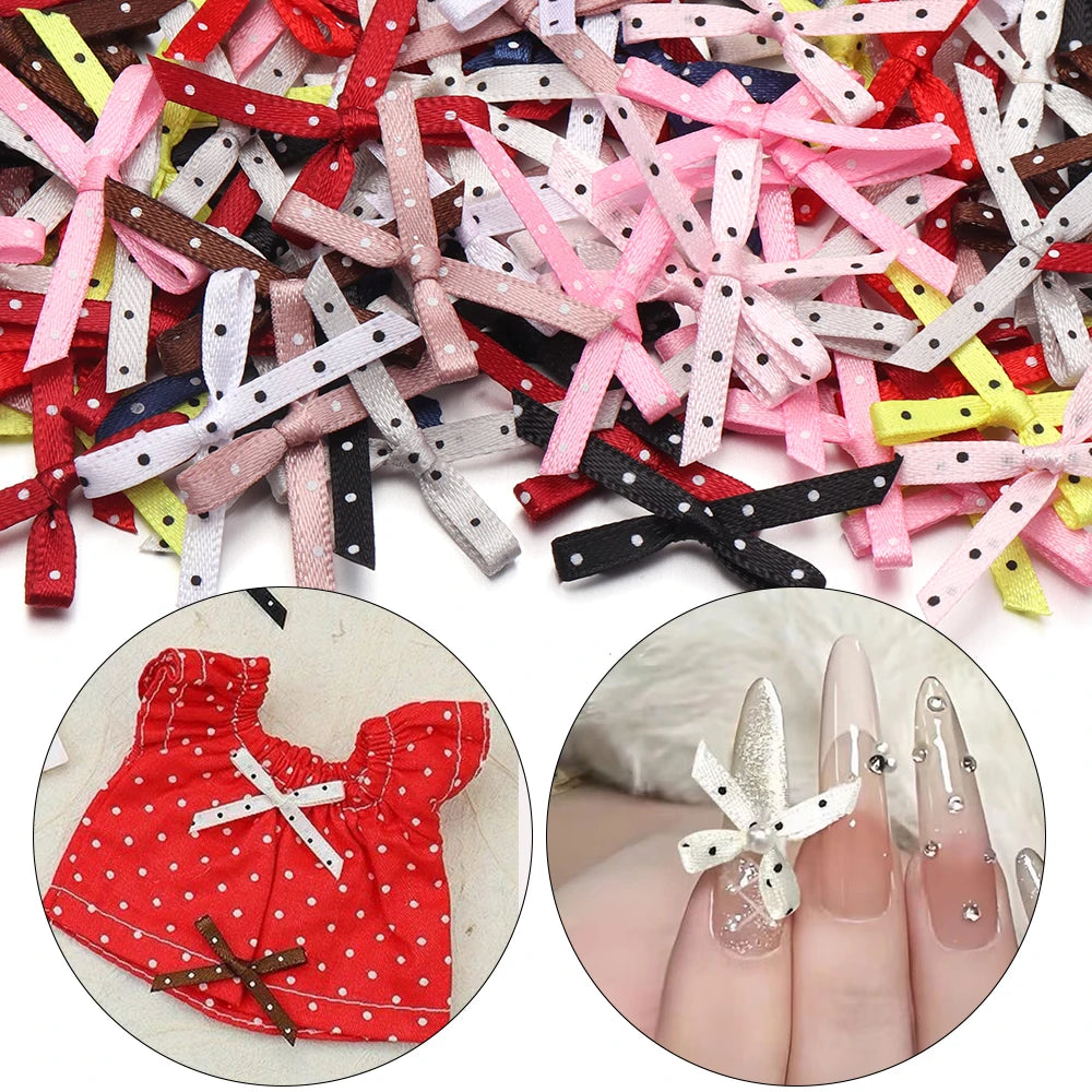 50pcs Polka Dot Ribbon Bows – DIY Gift Wrapping & Hair Decor Ribbon Bows PLUSH