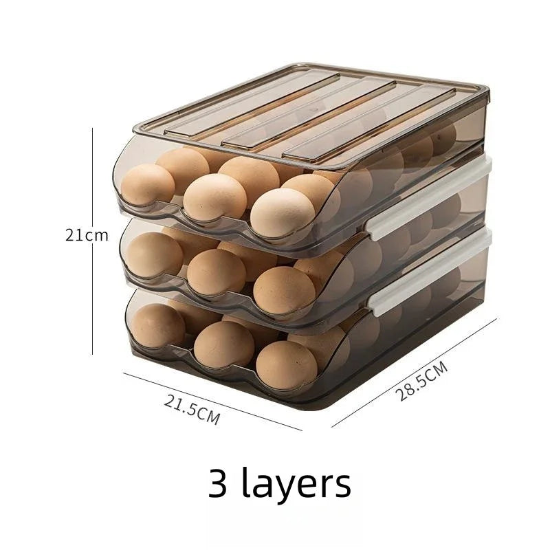 Automatic Slide Egg Organizer – 54-Egg Fridge Storage Box Egg Storage Organizer PLUSH egg storage box 3