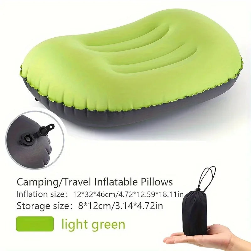Ultralight Inflatable Camping Pillow – Neck & Lumbar Support Inflatable Camping Pillow PLUSH green