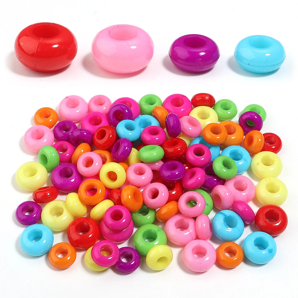 50-100pcs 12/14mm Rondelle Large Hole Acrylic Spacer Beads DIY Acrylic Spacer Beads PLUSH