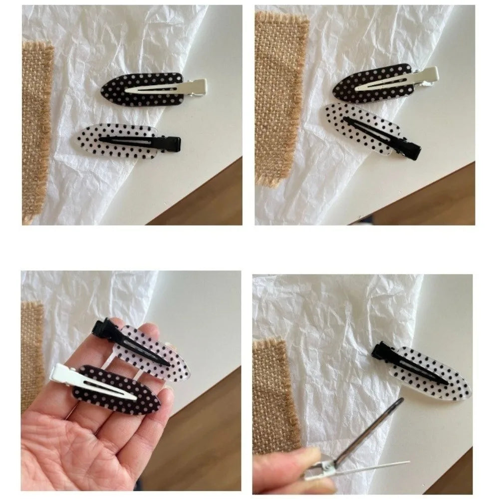 Black & White Acrylic Hair Clips – Minimalist Polka Dot Hairpin Acrylic Hair Clips PLUSH