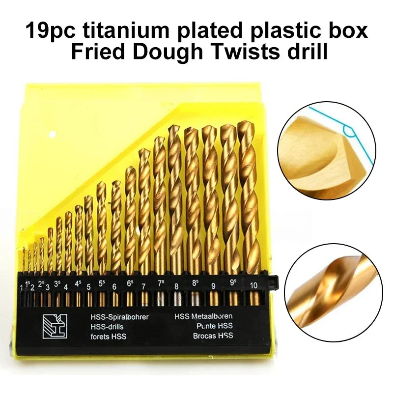 19pc M35 Cobalt Drill Bit Set 1–10mm | Stainless Steel & Hard Metal Cobalt Drill Bit Set PLUSH