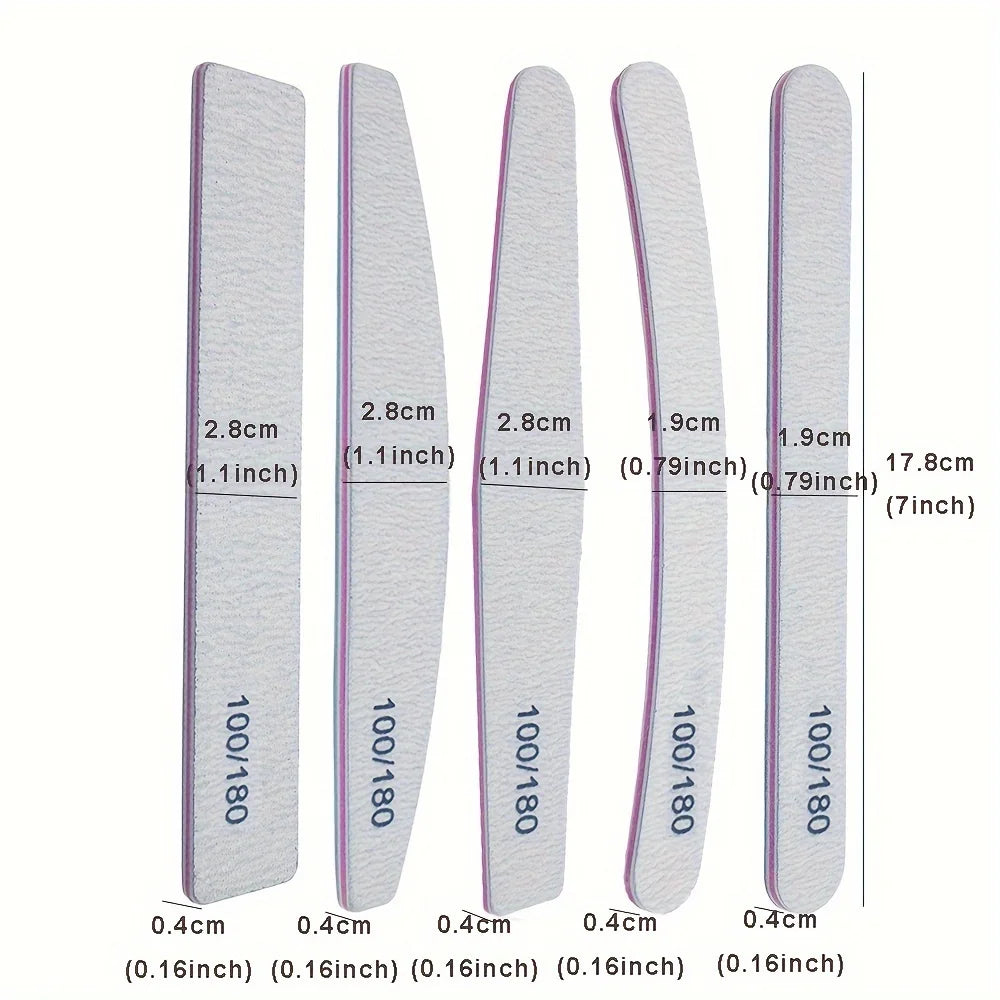 Professional Double-Sided Nail Files 5/10pcs – Multi-Shape Set Nail File Set PLUSH