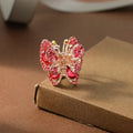 Rhinestone Crystal Hair Claw Clip – Bird Nest Bun Twist Rhinestone Hair Claw PLUSH ZJ067 rose red