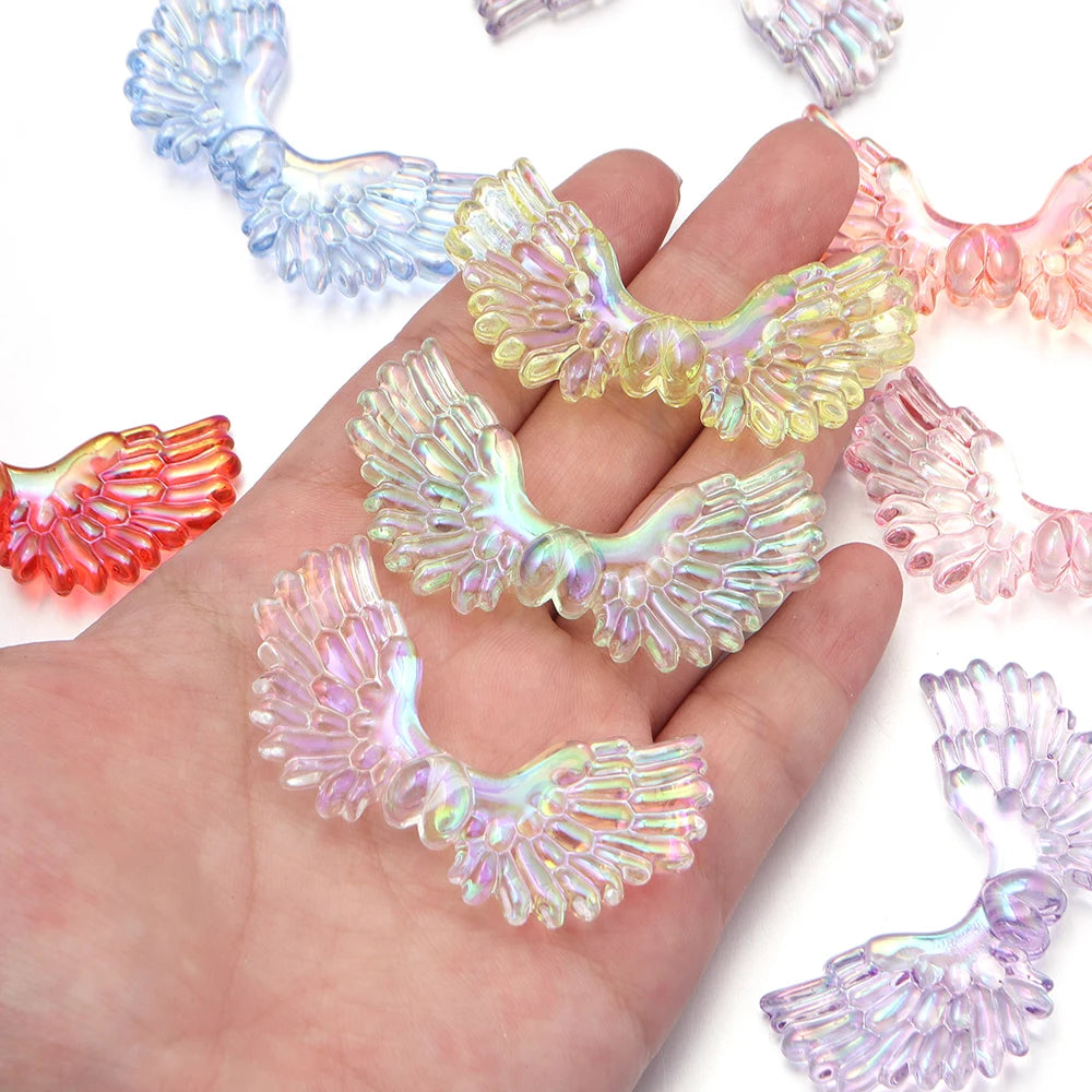 5pcs AB Angel Wings Acrylic Spacer Beads – DIY Jewelry Making Acrylic Spacer Beads PLUSH