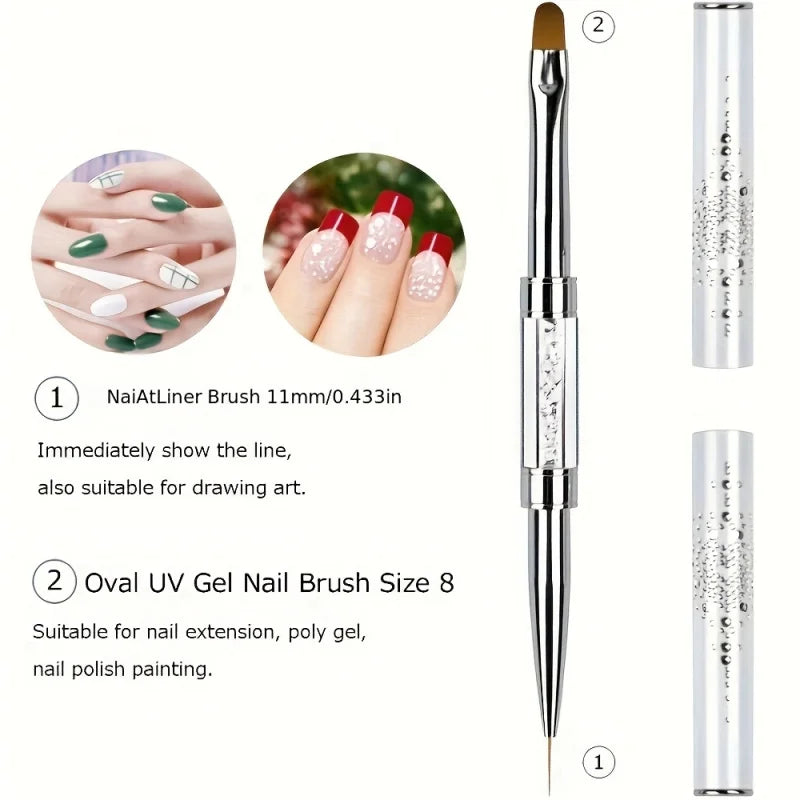 Double-Ended Nail Art Brush – 2-in-1 Gel Brush & Picker Nail Art Brush PLUSH