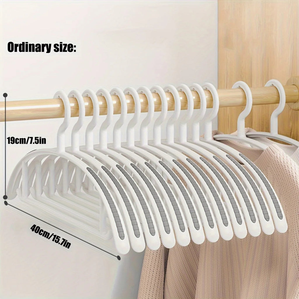 Non-Slip Wide Shoulder Plastic Clothes Hangers – Bulk Pack Clothes Hangers PLUSH 10Pcs narrow-White