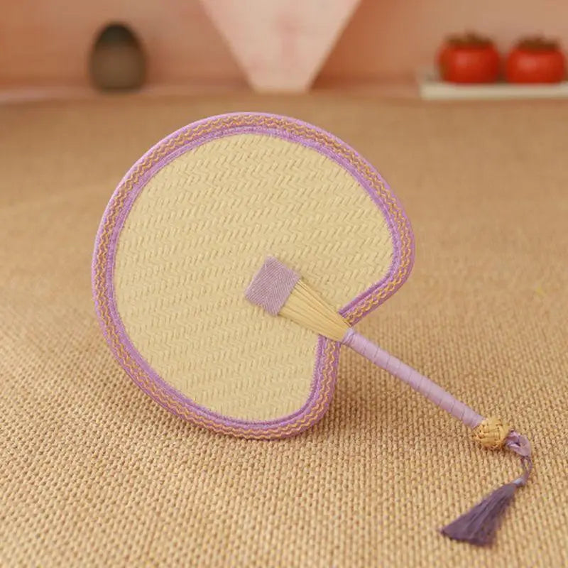 Handwoven Wheat Straw Handheld Fan – Portable Summer Cooling Handheld Straw Fan PLUSH A4