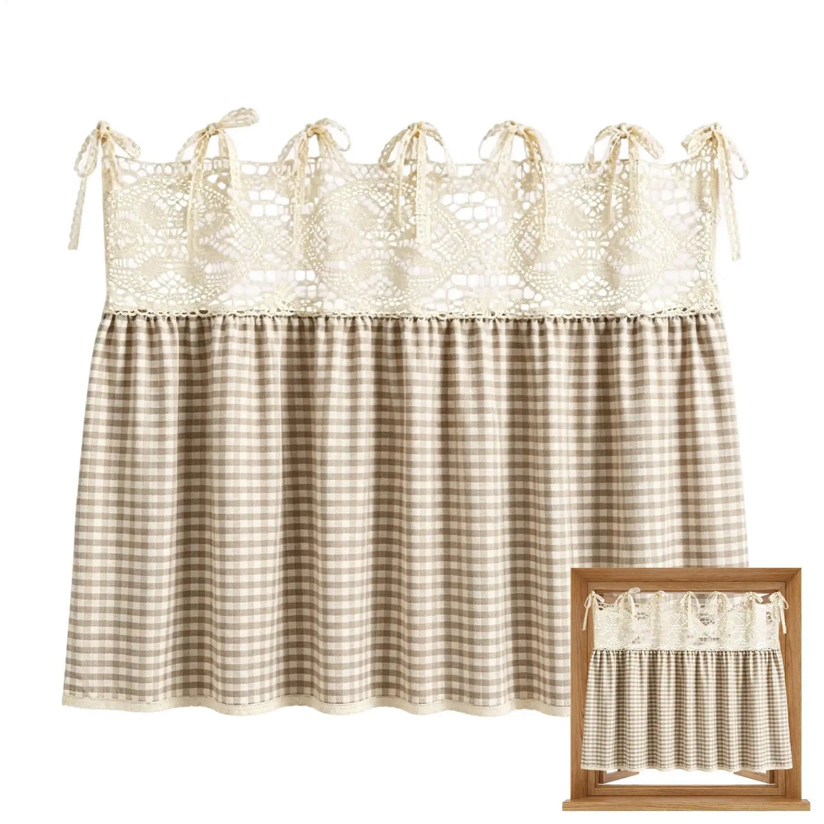 Farmhouse Oven Skirt Valance Ruffle Tie Ribbon Kitchen Decor Kitchen Valance PLUSH