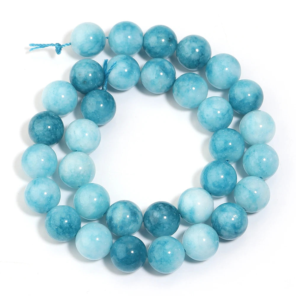 Blue Larimar Natural Stone Spacer Beads – 1 Strand for DIY Natural Stone Beads PLUSH 12mm