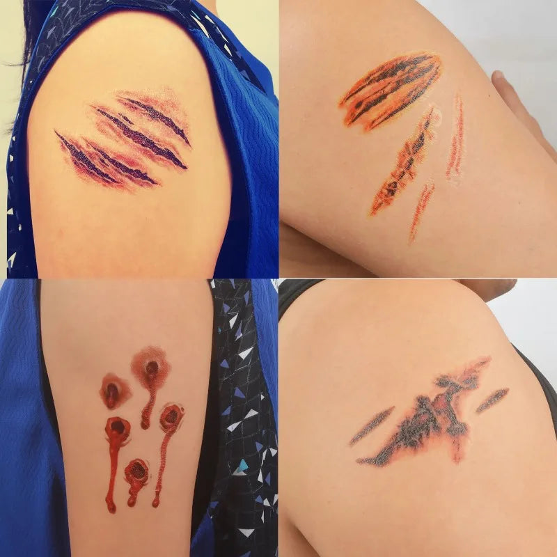 Halloween Temporary Tattoo Sticker – Realistic Stitched Wound FX Temporary Tattoo Sticker PLUSH