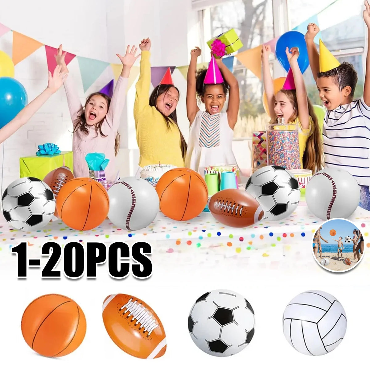 Inflatable Sports Beach Balls 24-Pack – Kids Pool & Beach Toy Inflatable Beach Toy PLUSH
