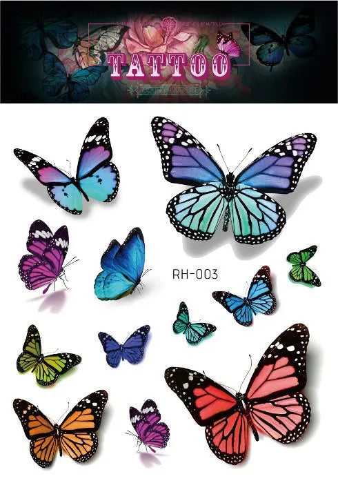 Purple Fairy Butterfly Glitter Temporary Tattoo Stickers Temporary Tattoo Sticker PLUSH RH-003