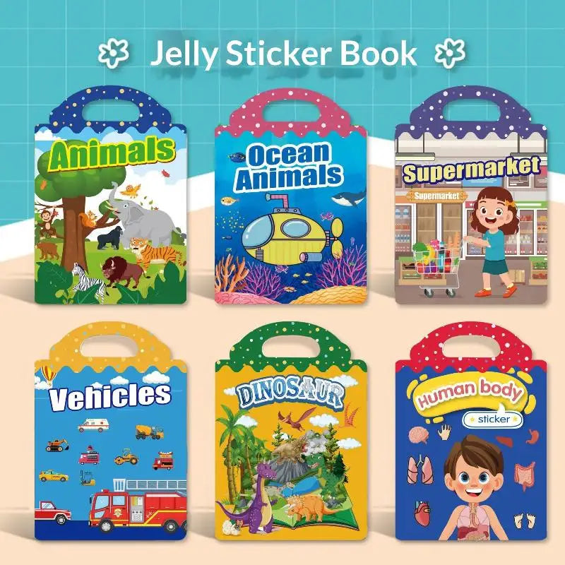 Jelly Sticker Book for Kids – Reusable Scene Puzzle Activity Kids Sticker Book PLUSH