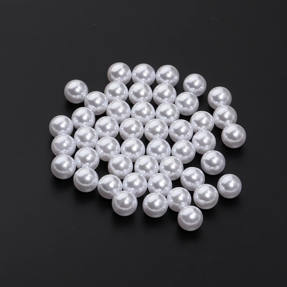 Vintage White ABS Pearl Beads No Hole – 10-1000pcs DIY Craft Loose Craft Beads PLUSH 10mm x 50pcs