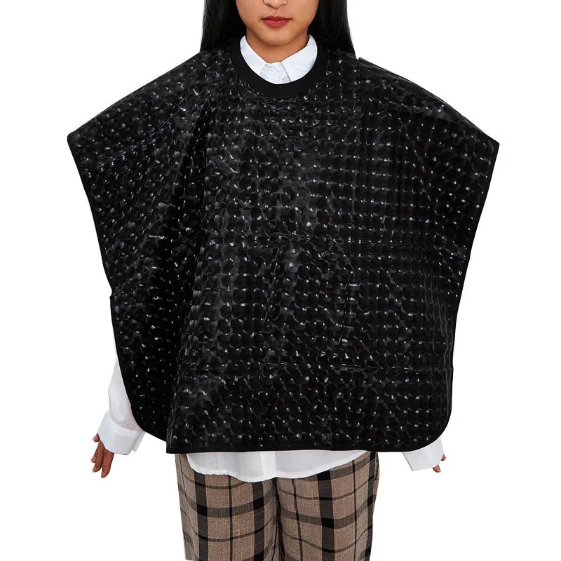 Waterproof Hair Dyeing Cape – Stain-Resistant Salon Styling Hair Salon Cape PLUSH W040-balck