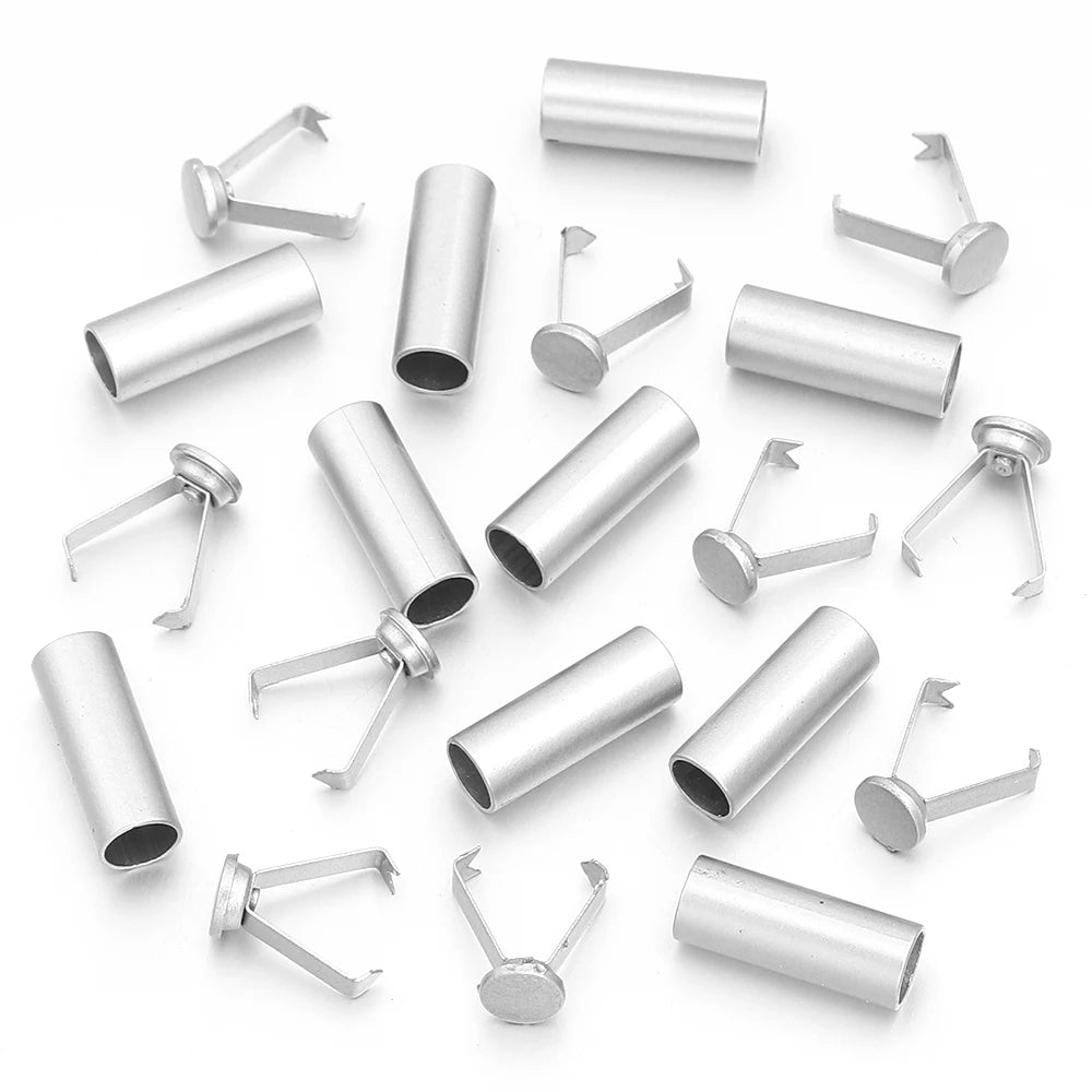 10 Sets Alloy Cord End Caps Metal Rope Stopper Aglets DIY Cord End Caps PLUSH misty silver