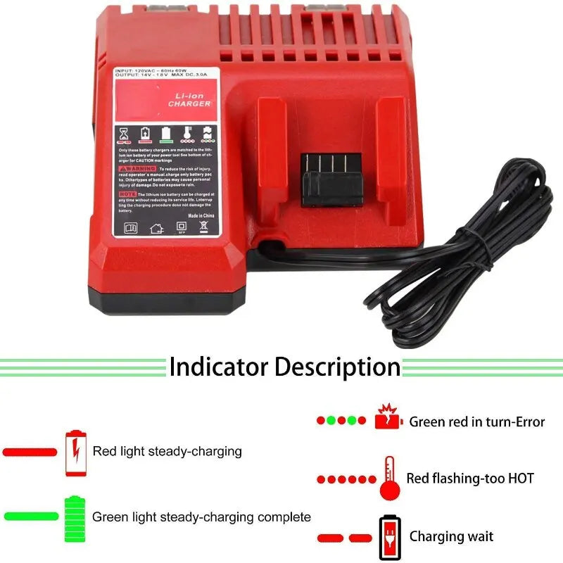 18V Lithium Battery Charger Replacement for Milwaukee M18 Power Tool Charger PLUSH