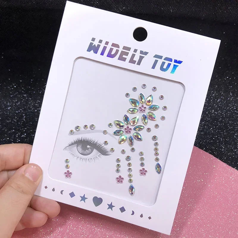 Crystal Face Gems Rhinestone Temporary Tattoo Stickers