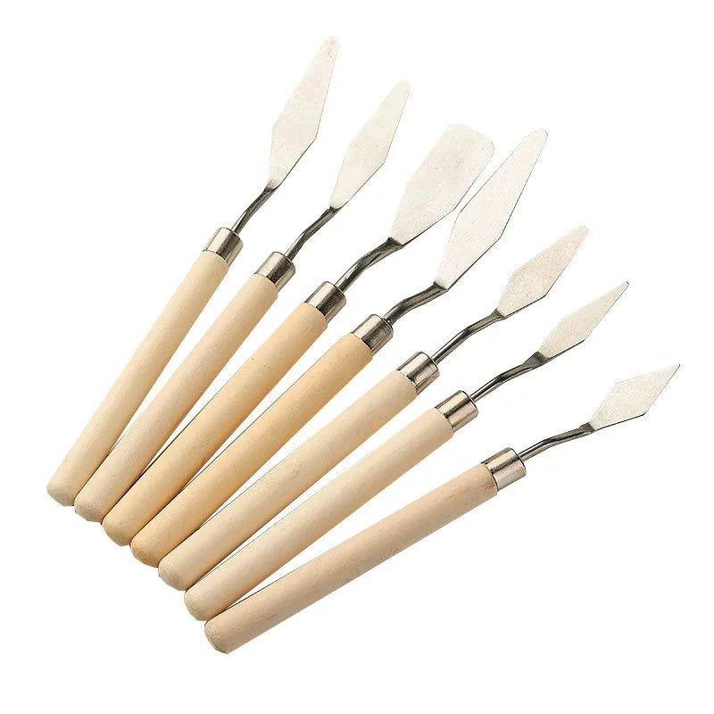 7-Piece Palette Knife Set – Stainless Steel Art Spatulas Palette Knife Set PLUSH White