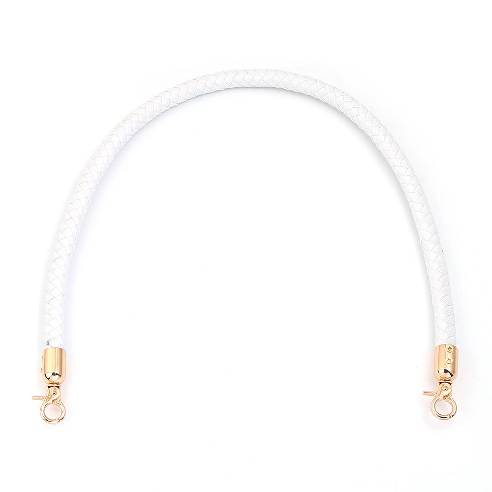 PU Leather Braided Bag Shoulder Strap with Lobster Clasp 30/60cm Bag Replacement Strap PLUSH white 60cm