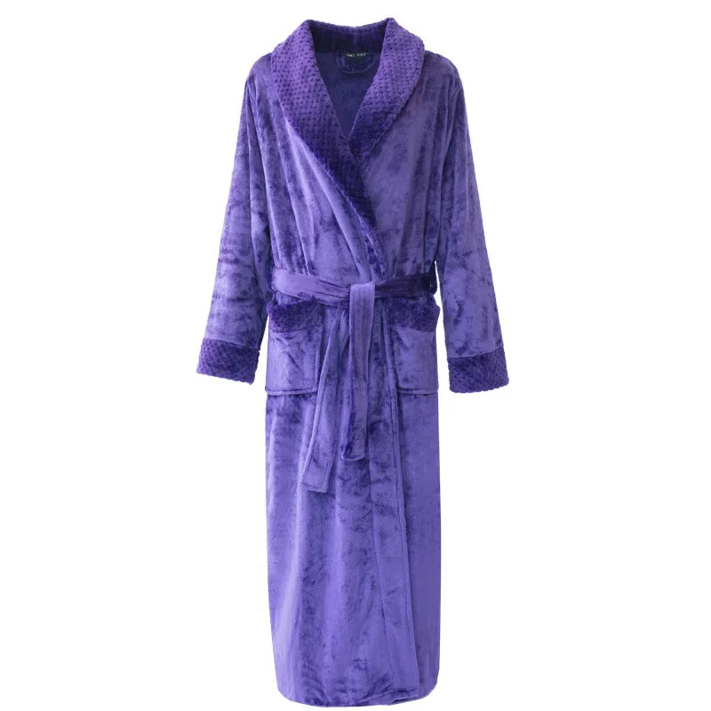 Plush Coral Velvet Bathrobe – Thick Long Robe Men & Women Plush Bathrobe PLUSH