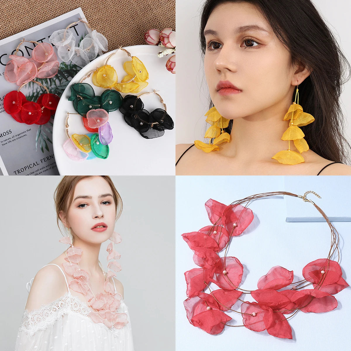 20pcs Chiffon Rose Flower Petals – DIY Jewelry & Craft Decor Fabric Flower Petals PLUSH