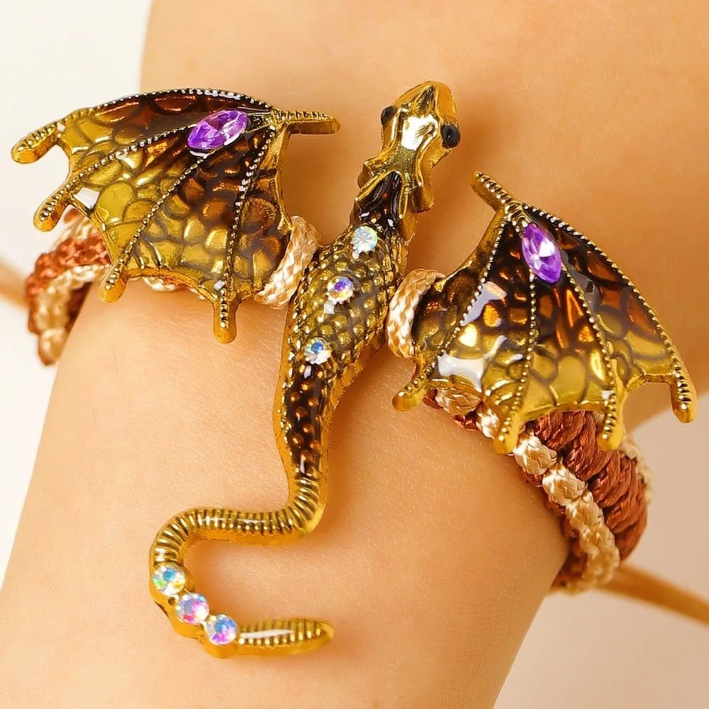 Dragon Braided Rope Bracelet – Adjustable Punk Woven Wristband Fashion Bracelet PLUSH Style G