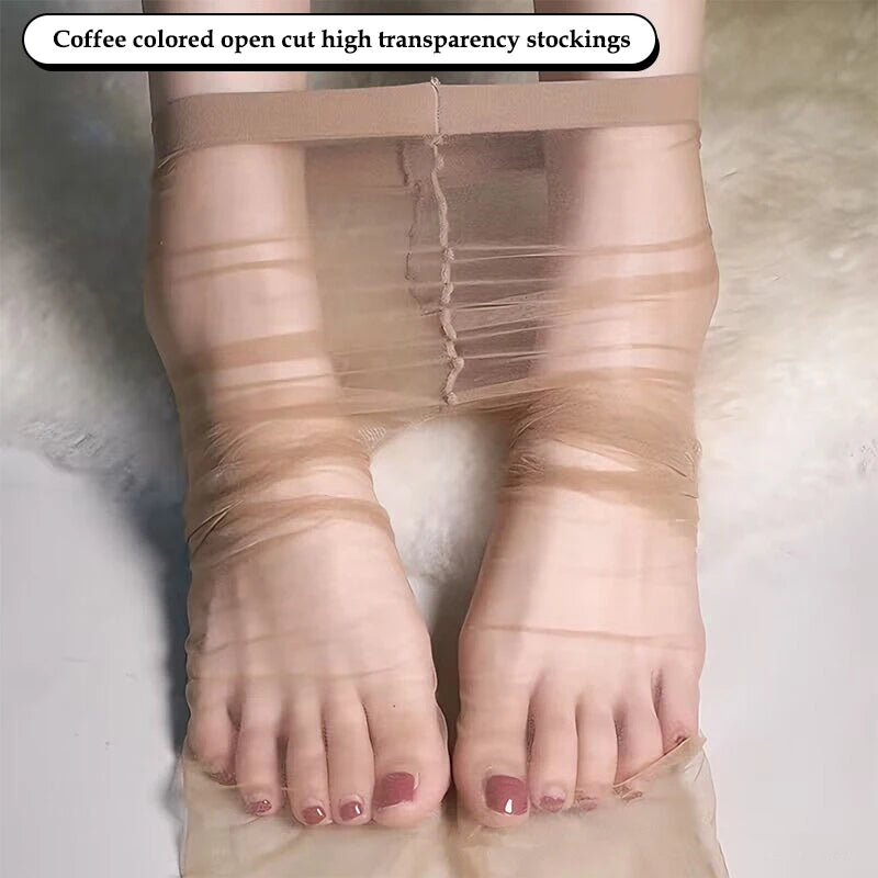 Ultra-Thin Seamless Sheer Pantyhose Women – White Tights Sheer Pantyhose Tights PLUSH Coffee Open One Size