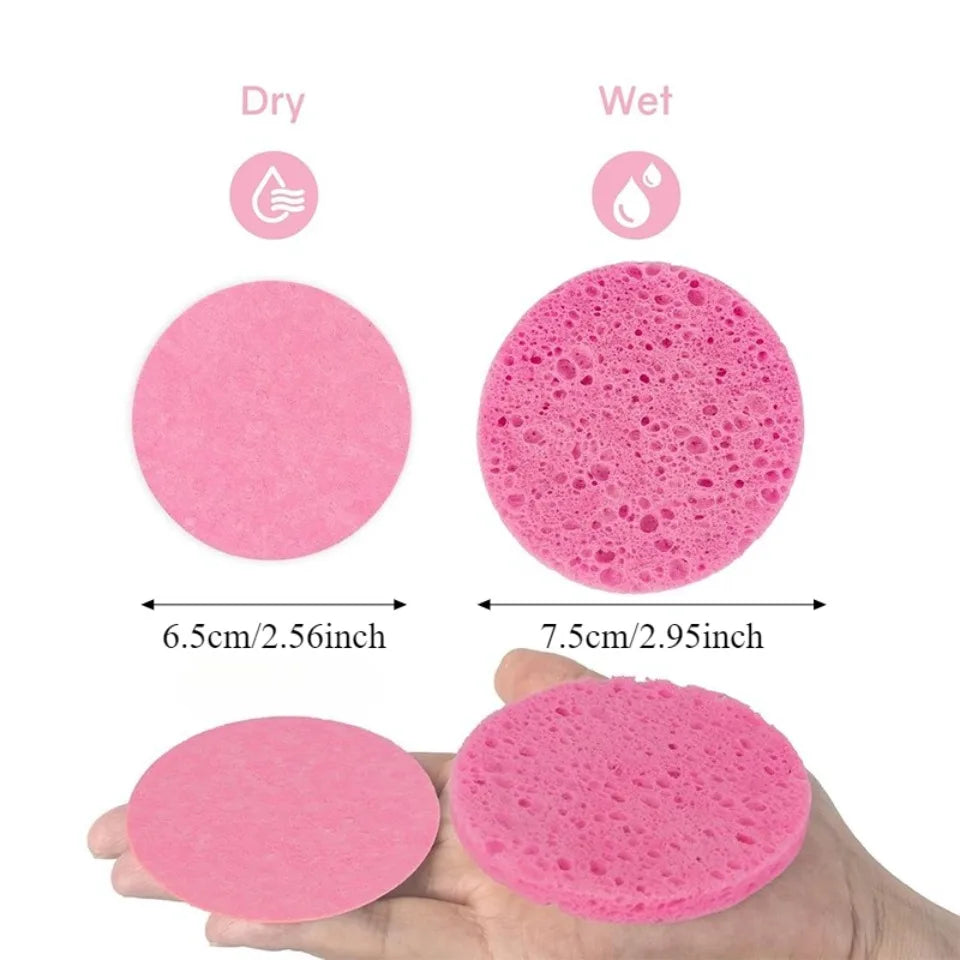 Reusable Round Facial Cleansing Sponges 10/20pcs – Pink Facial Cleansing Sponges PLUSH