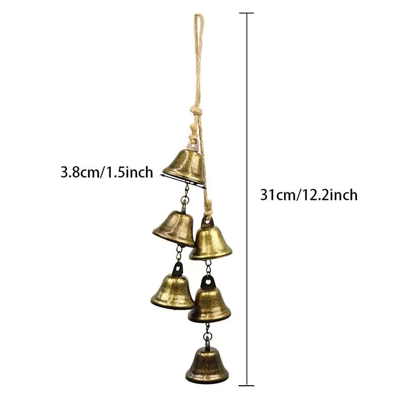Vintage Brass Hanging Bells – Rustic Wind Chime Wall Decor Wind Chime Decor PLUSH A1