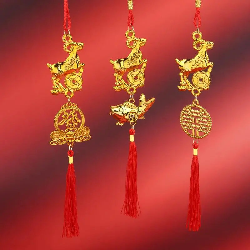 Chinese New Year 2027 Goat Lucky Tassel Hanging Ornament Holiday Hanging Ornament PLUSH