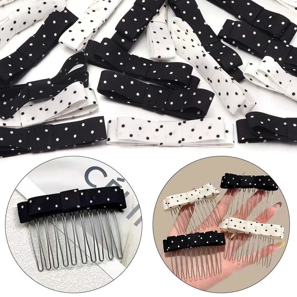 10pcs Polka Dot Satin Bows for DIY Hair Clips & Crafts Satin Hair Bows PLUSH