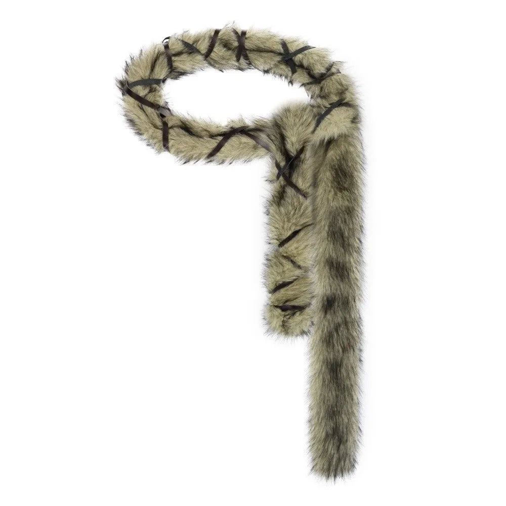 Y2K Faux Fur Sash Belt – Adjustable Hip-Hop Waistband Faux Fur Sash Belt PLUSH Style B